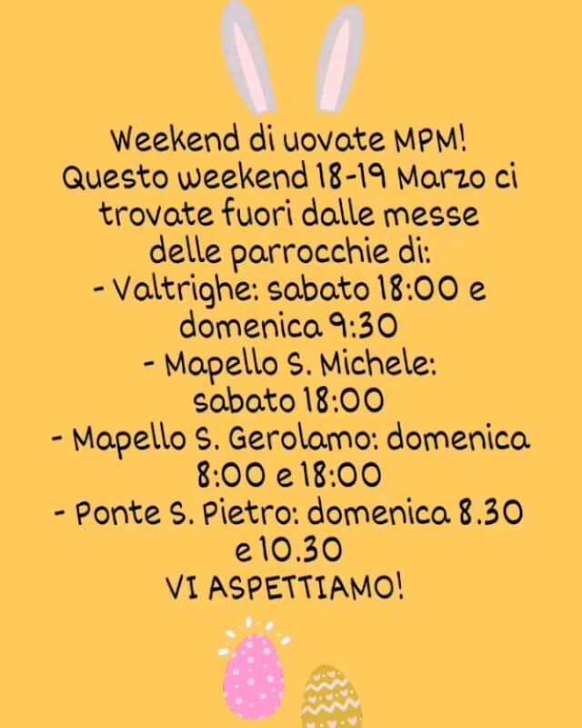 Un fantastico weekend di uovate MPM! Grazie ai volontari e a chi ci ha sostenuto! Presto annuncieremo le prossime uovate. #staytuned